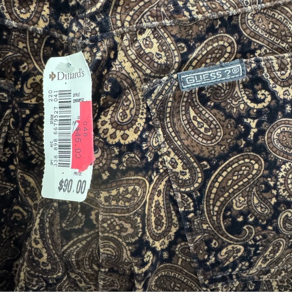 Vintage Guess by Georges Marciano Velvet 90's NWT Paisley Pants - Picture 6 of 7